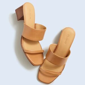 Madewell Leather Kaitlin Wide Strap Block Heel Sandal in Desert Camel 6.5 NEW